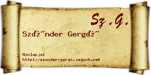 Szünder Gergő névjegykártya